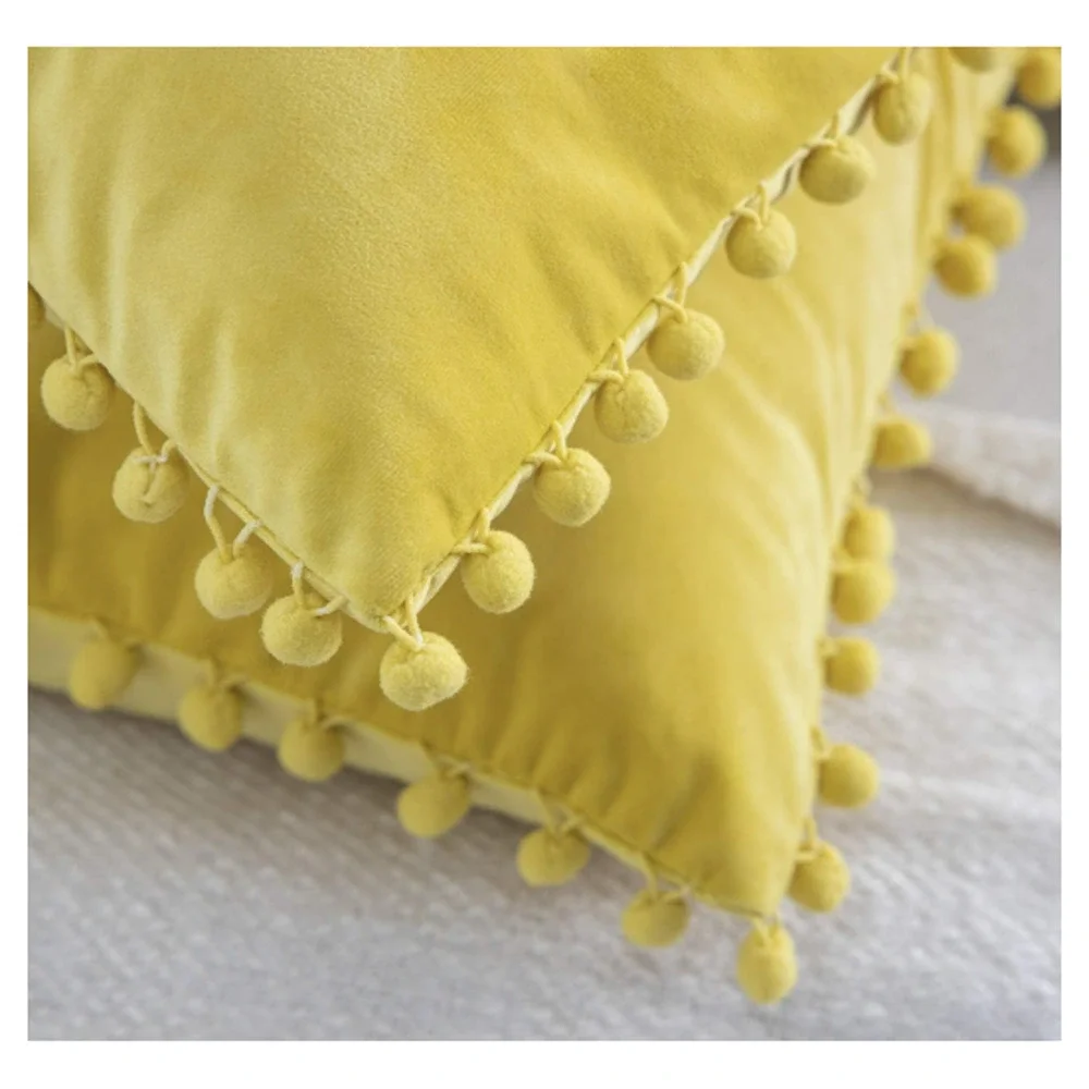 Phantoscope Velvet‎ Decorative Throw Pillow Covers Boho Soft Solid Square Yellow